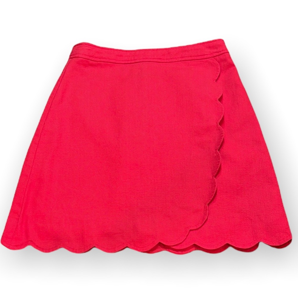 J Crew Factory Red Skirt with Scallop Detail 00